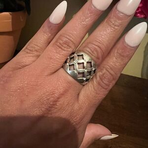 Premier Designs Antiqued Matte Silver Tone Crystal Accents Ring Size 9